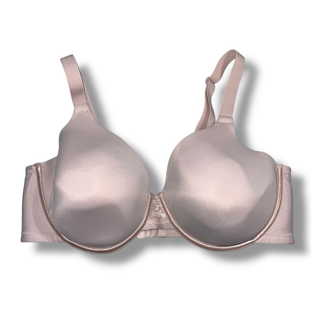 Vanity Fair Bra 40D Full Coverage Underwire Blush Pink Lace Accented Padded